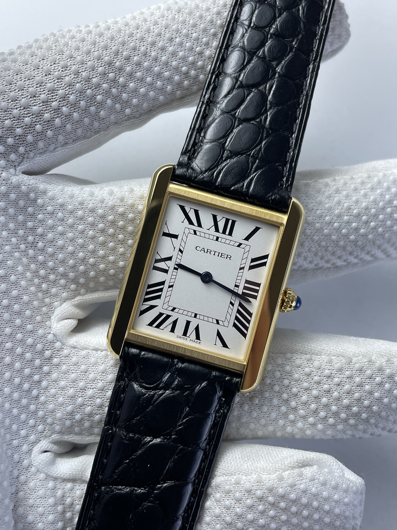 (준비완료/특급배송)NO.2282/K11공장 까르띠에 탱크솔로 27MM 가죽 옐로우골드